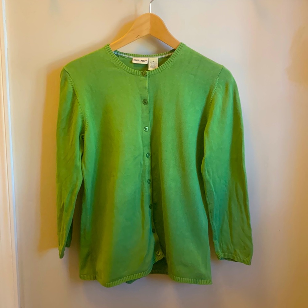 Spring green Cherokee cardigan sweater